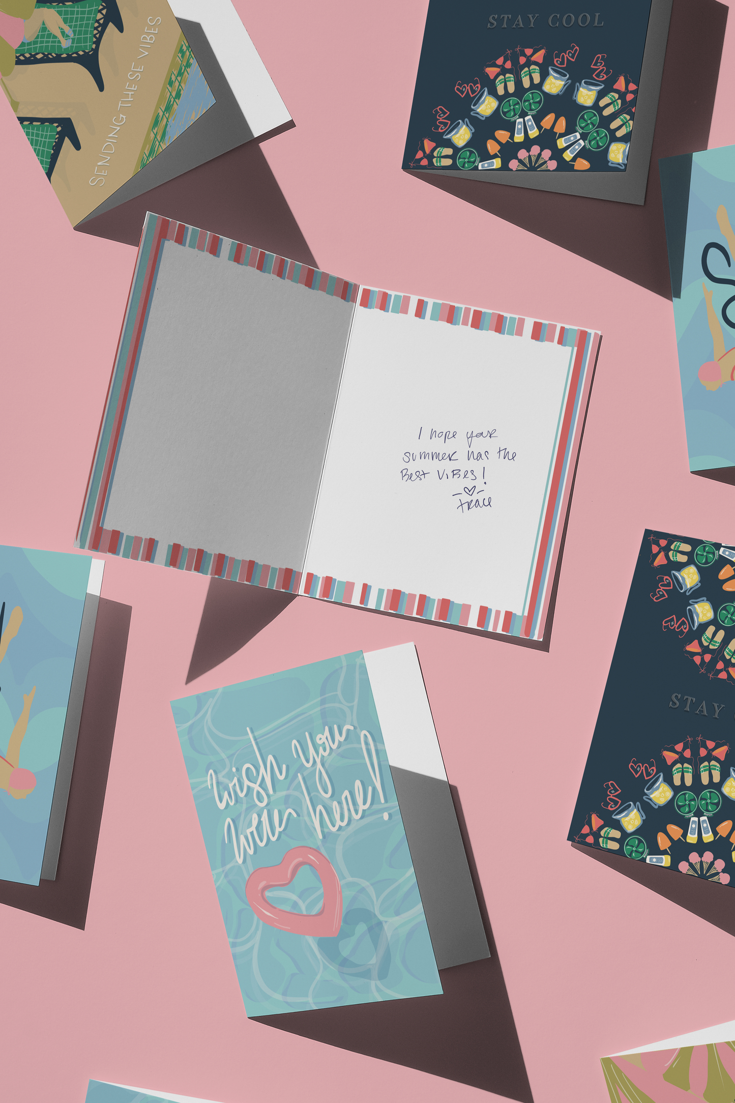 Poolside Postcards – 5-Pack Premium Illustrated Greeting Cards